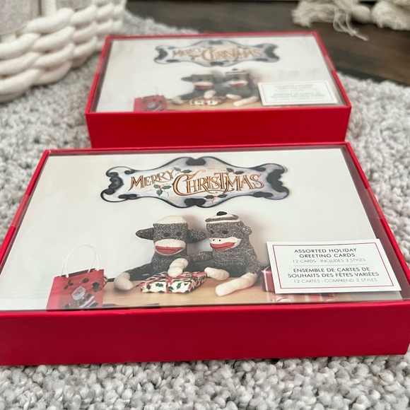 Two Boxed Christmas Greeting Cards (12 cards/box) Sock Monkeys Funny SEALED - Picture 5 of 9